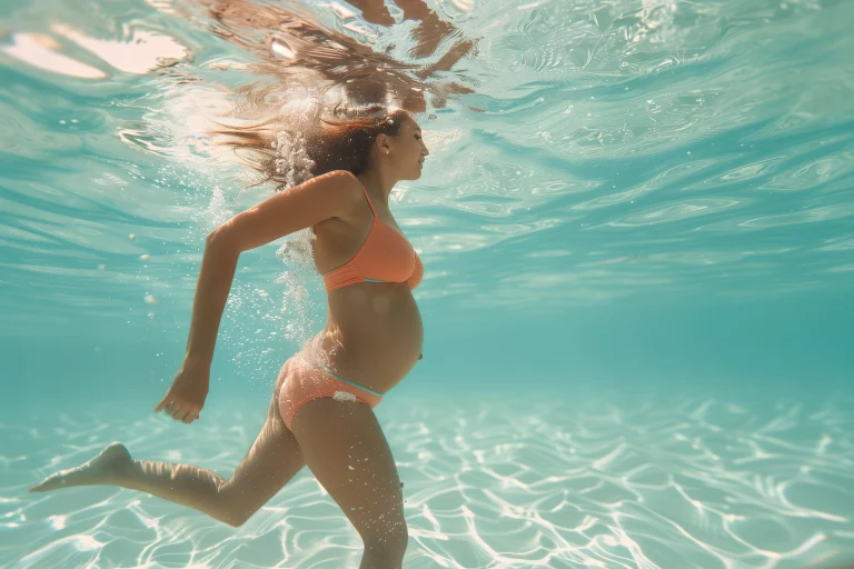 femme enceinte dans une piscine